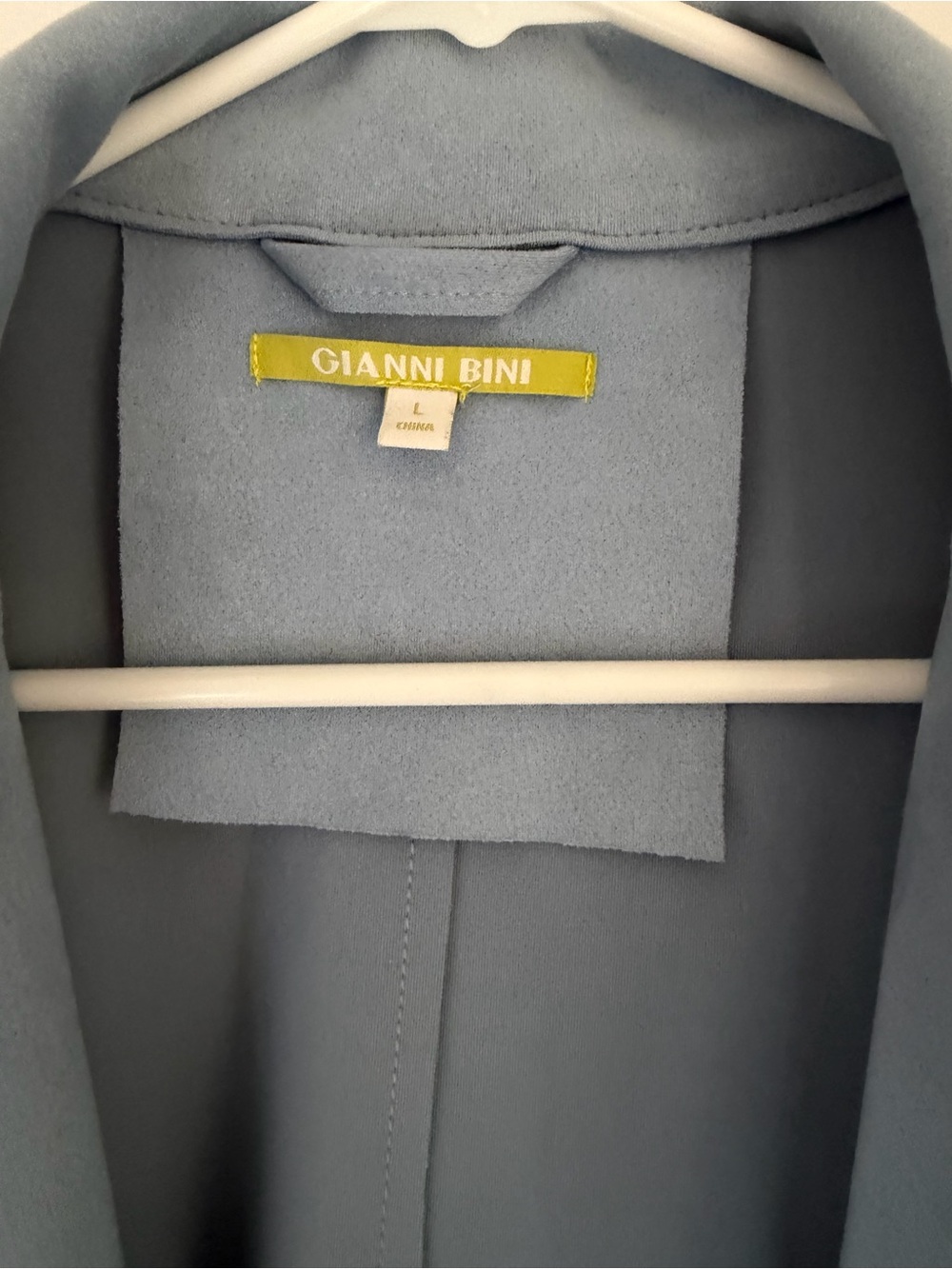 Faux Suede Car Coat - Blue - Picture 5 of 7
